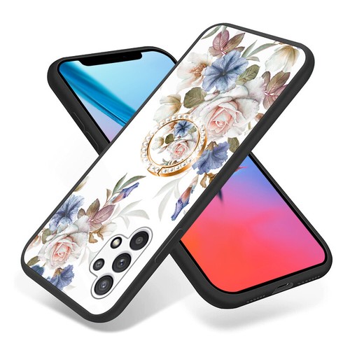 For Samsung Galaxy A73 A53 A33 A14 Flower Pattern Ring Holder Shockproof Cover - Picture 2 of 13
