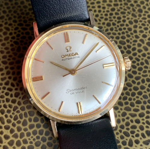 Vintage Omega Seamaster DeVille Automatic 14K Solid Gold Bezel Unique Provenance