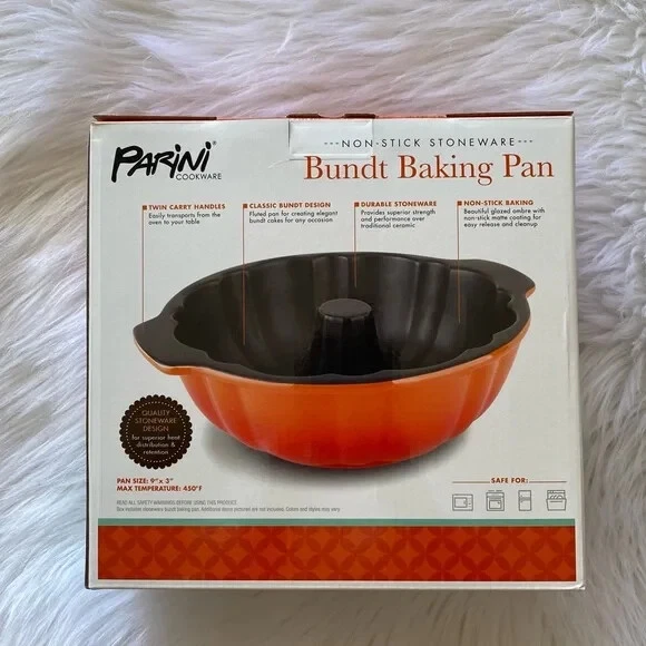 NEW in Box-Parini Non-Stick Stoneware 9x3” Bundt Baking Pan
