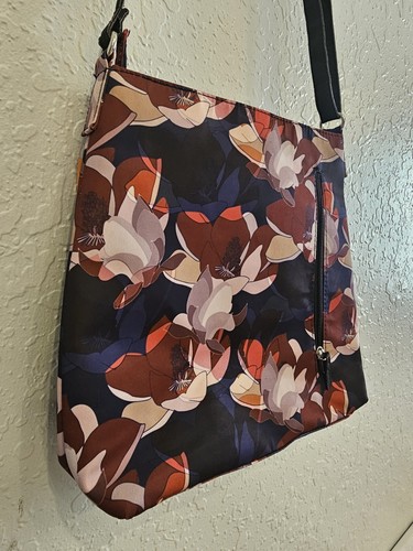 Sassy Jones Reia Shoulder Bag Handbag Black w/ Multi-Color Fan Print  NWOT - Afbeelding 19 van 24