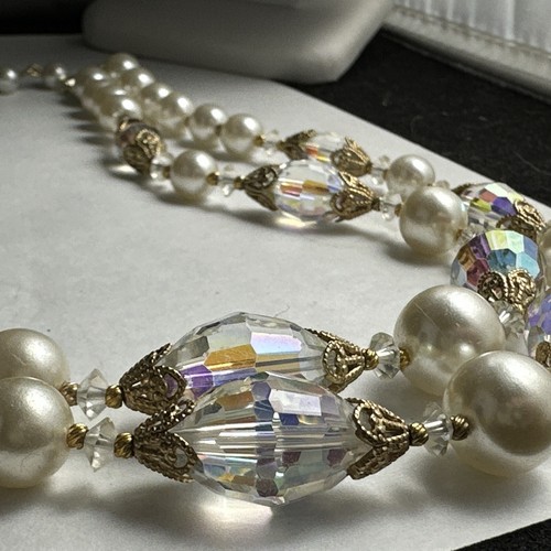 Gorgeous vintage 16 inch double strand Cristal faux pearl necklace - Picture 7 of 11
