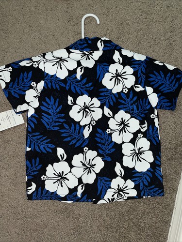 toddler boys shirt hawaiian blue flower, Size 4T - Picture 5 of 5