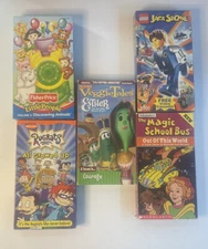 Children VHS movies Lot Of 5 Lego, Magic School Bus, Rugrats, Veggie Tales