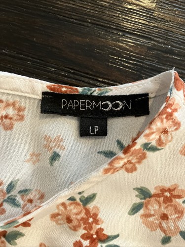 Women’s Stitch Fix Paper Moon Peach Floral Shirt Top Blouse Size LP Petite - Picture 5 of 6