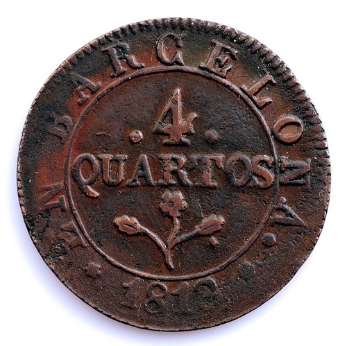 S.C. Spain-José Napoleón. 4 Cuartos 1813 Barcelona. Cobre 7,9 g. ESCASA - Imagen 1 de 2