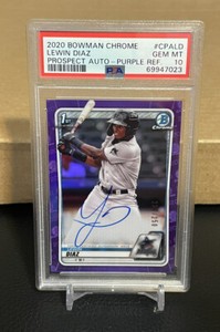 2020 Bowman Chrome Lewin Diaz Purple Refractor Autograph #/250 PSA 10 Rookie RC