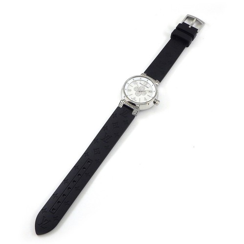 LOUIS VUITTON Watch Tambour Forever Q12R155981P1 Diamond SS Rubber Quartz - Picture 3 of 12
