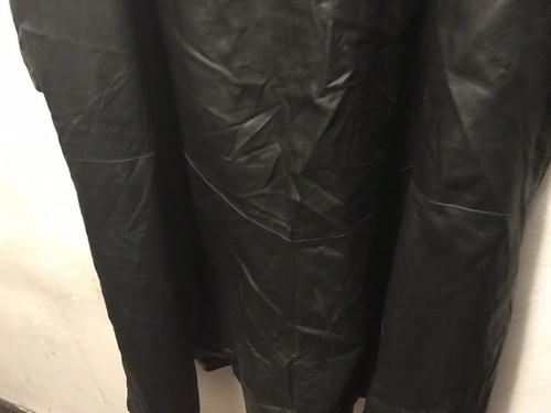 Images By Damselle, schwarzer langer Damen-Trenchcoat aus weichem Leder in den USA hergestellt - Bild 2 von 12