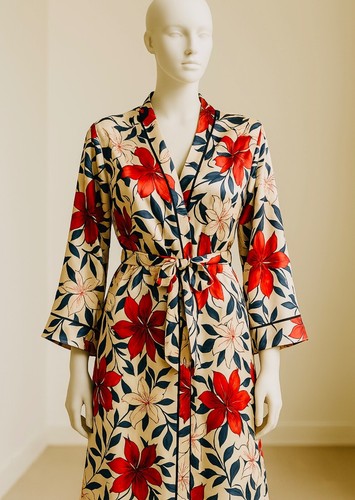 Abito da notte donna seta raso sexy pizzo stampa vestaglia vestito pigiama kimono