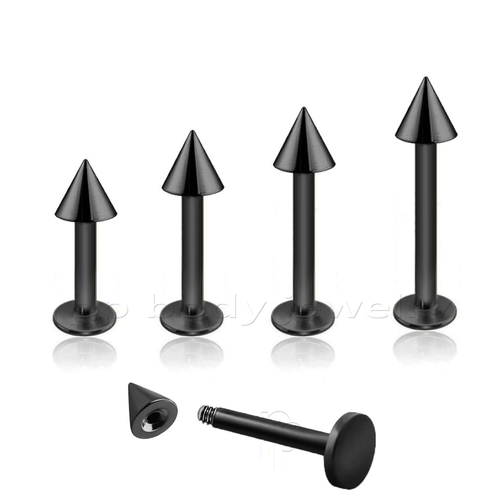 2pcs. 14G 4x4mm Spike Top Anodized 316L Surgical Steel Labret Monroe Tragus Stud - Picture 3 of 4