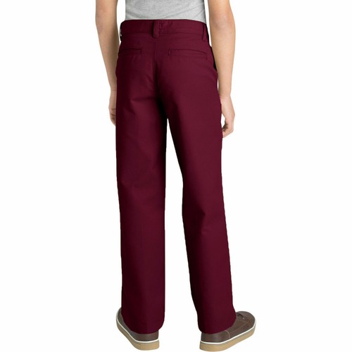 New Dickies Boys Flat-Front Burgundy Pants Size 10 Regular - Picture 2 of 2