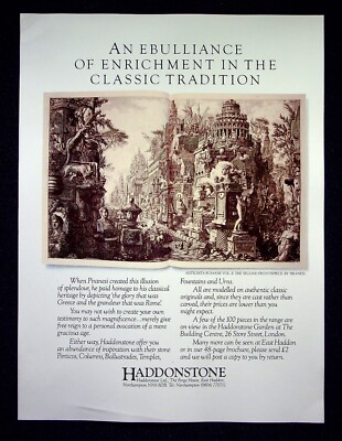Haddonstone Vintage Stonemason Advert - 1984 Original Press Cutting F108