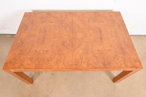 Milo Baughman Style Burl Wood Parsons Dining Table by Lane, Newly Refinished - Picture 9 of 11