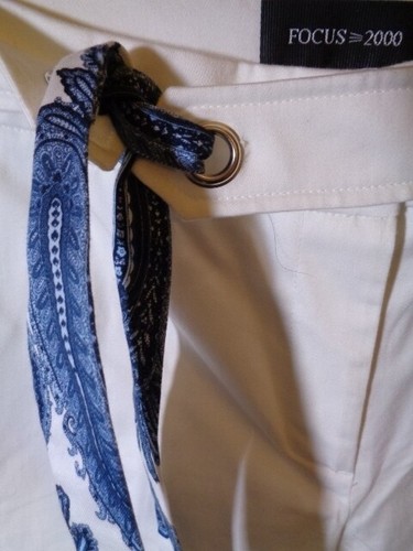 Focus 2000 pants size 6 white blue tie waist NWT - Picture 2 of 3