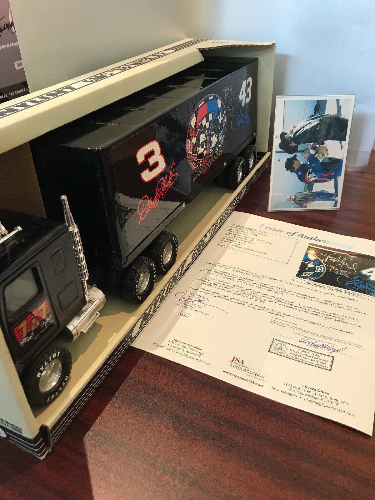 XRare JSA Autographed Richard Petty Nylint 1 8 GMC 18 Wheeler 7&7 Dale Earnhardt XRare JSA Autographed Richard Petty Nylint 1 8 GMC 18 Wheeler 7&7 Dale Earnhardt