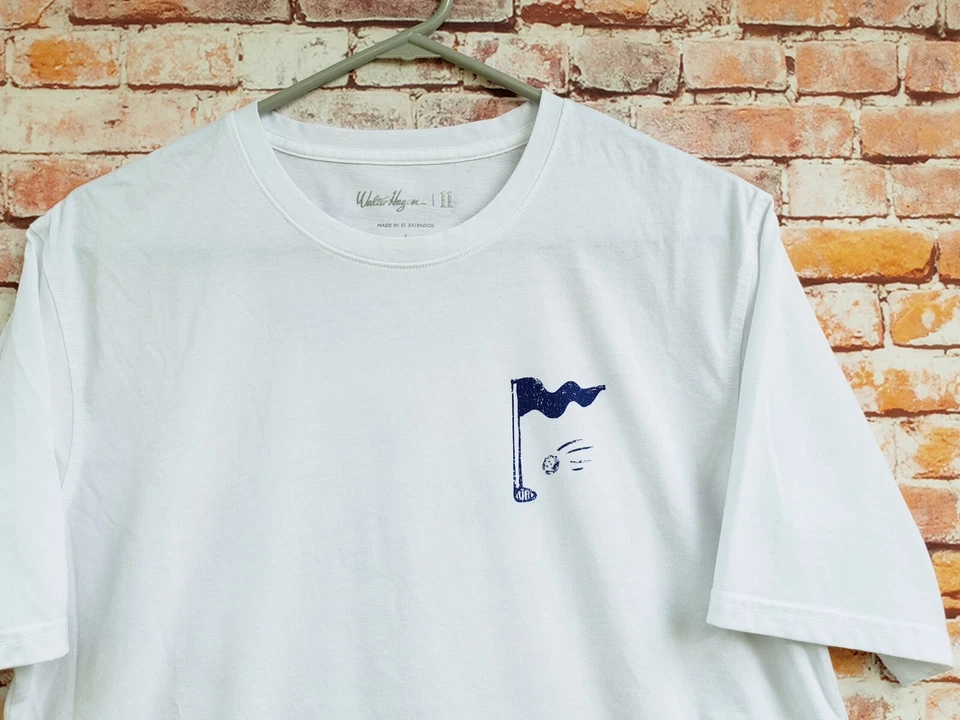 🔥 Broche de golfe Walter Hagen bandeira camisa branca masculina grande L I'll Take A Shot golfe - Imagem 2 de 4