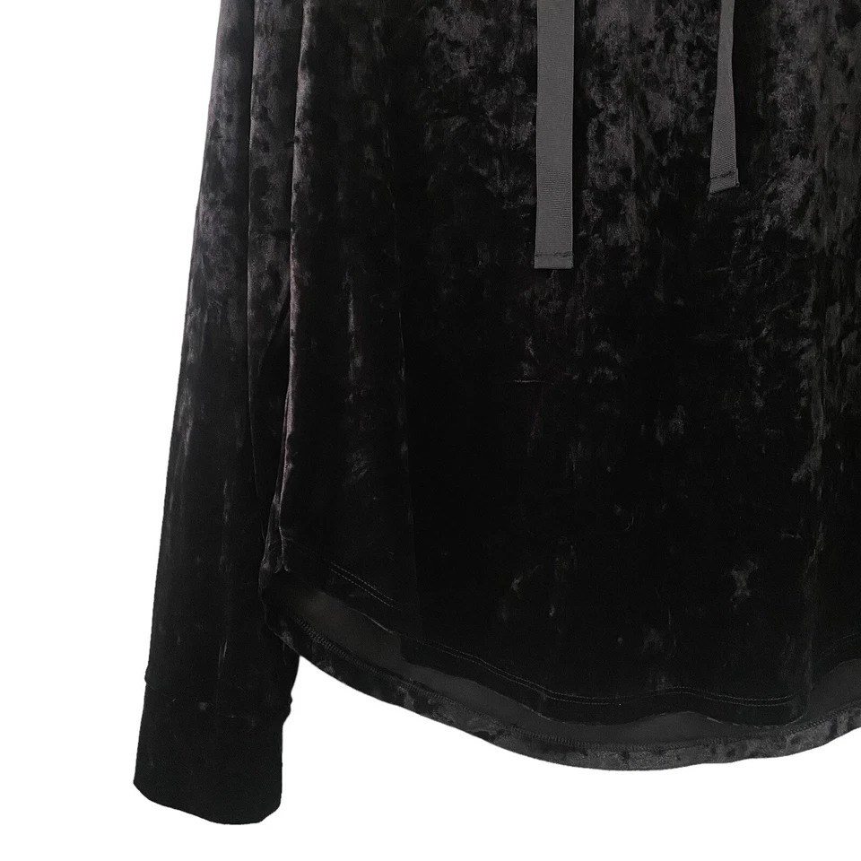 Betsey Johnson Mediana Sudadera con Capucha Chaqueta Rendimiento Terciopelo Aplastado Negro Sudadera Foto 2 de 4