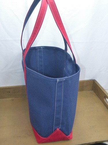 New other Vtg LL Bean Boat And Tote Canvas Bag 225047 Blue W/ Red Trim 16x14x7" - Picture 12 of 20