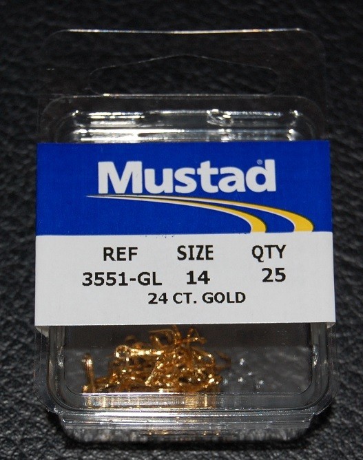 25 Pack Mustad Size 14 Gold Small Treble Hooks 3551GL-014