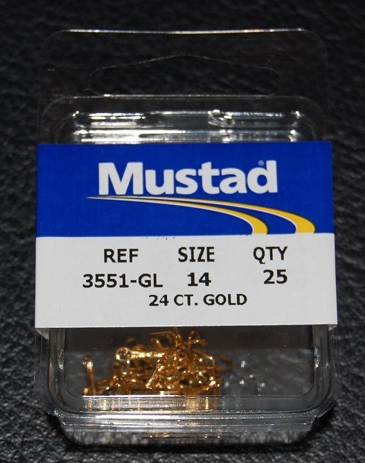 25 Pack Mustad Size 14 Gold Small Treble Hooks 3551GL-014 Trout Powerbait