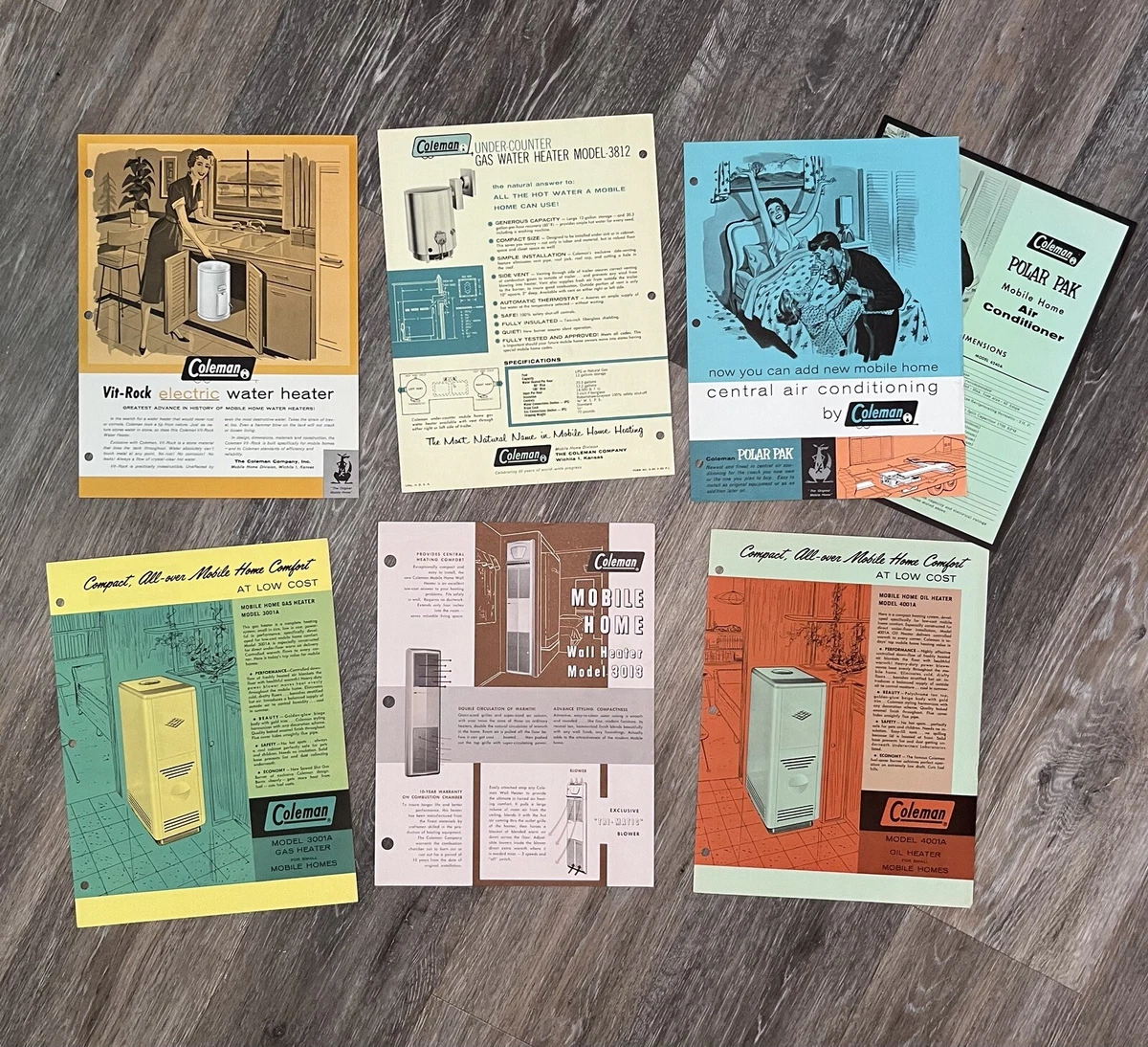 Vintage 50's 60's Coleman Mobile Home Wall Furnace AC u0026amp; Water Heater  Brochure | eBay