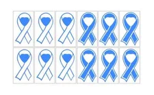 12-1.25"x2" Light Blue Ribbon-PROSTATE Cancer Awareness-Vinyl Decal sticker cell