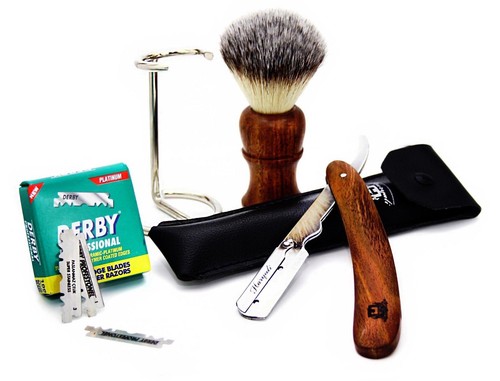 4 PIECE MEN'S STRAIGHT RAZOR STARTER SHAVING KIT PERFECT GIFT FOR NEW USER'S - Picture 3 of 4