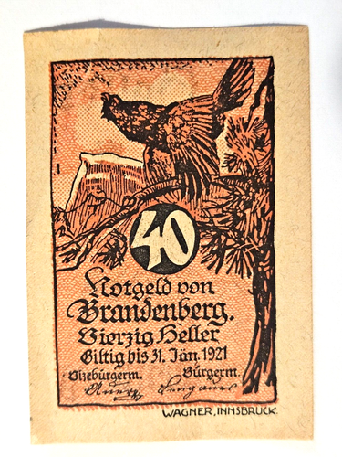 1921 AUSTRIA 0,40 HELLER BRANDENBERG Red Rooster Currency Banknote Geldschein - Picture 5 of 7