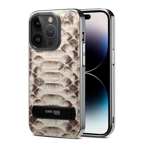 Genuine Leather Case for iPhone 15 Pro Max Alligator Python Bracket Armor Cover - Picture 6 of 36