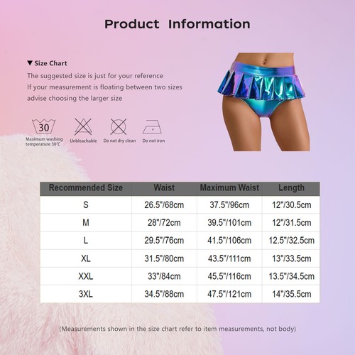 Damenshorts Musik Festival Culotte holografischer Rock sportlich Clubwear Y2k - Bild 12 von 46