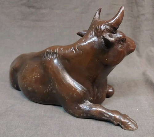 Vecchia statua mucca toro in ferro metallo vintage scultura artistica - Foto 5 di 24