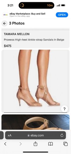 Tamara Mellon Prowess Tan patent Leather Heels/ Sandals 38.5 - NEW - Picture 13 of 14