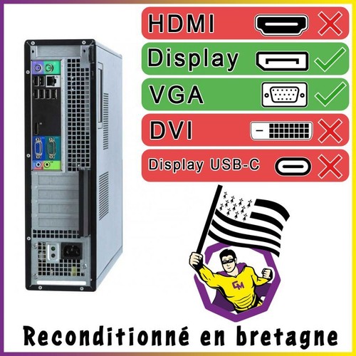 PC Dell Optiplex 790 DT Intel I3-2100 RAM 32Go SSD 960Go W10 Wifi - Photo 5/5