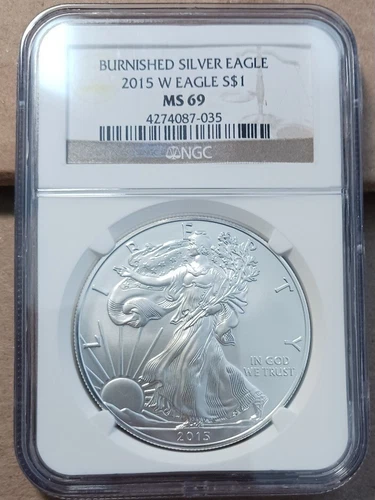 2015W American Silver Eagle Burnished NGC MS69 Brown Label PQ
