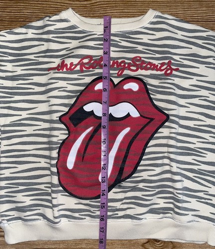 Zara Girls Rolling Stones Cream Sweater With Zebra Like Print Pattern Size 11/12 - Picture 7 of 13