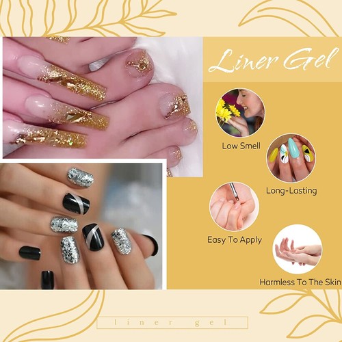 Nail Art Gel Liner Glitter Grey Glod Colors Gel Art Paint Polish for Swirl Nails | eBay Nail Art Gel Liner Glitter Grey Glod Colors Gel Art Paint Polish for Swirl Nails | eBay