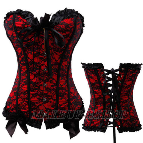 Popular Hot Party Lace-Up Boned Waist Trainer Body Corset Basque Burlesque UK ES - Picture 13 of 22