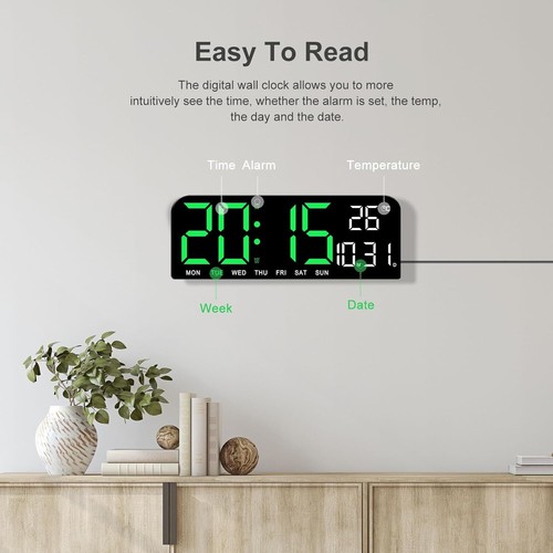LED Digital Desk Wall Alarm Clock Time Temperature Calendar DST/Night Mode Clock - Picture 7 of 25