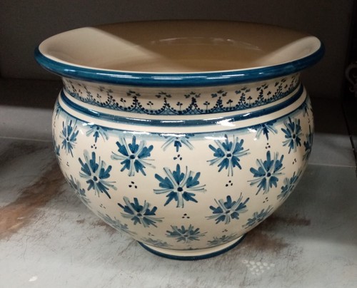 Vaso Cachepot in Ceramica Dipinta a Mano Stelle Blu Porta Vasi per Piante Caspò - Imagen 5 de 6