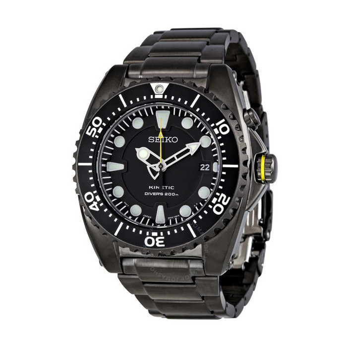 SEIKO SKA427P1 KINETIC Diver's 200M Watch 5M62 Ion Plated Black
