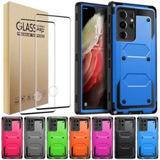For Samsung Galaxy S21 FE/S21 /S21 Ultra Shockproof Case Cover w/Tempered Glass