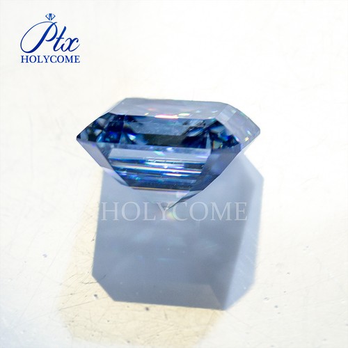 Vivid Blue Moissanite VVS1 Asscher Cut Certificated Loose Stone for Ring Jewelry - Picture 4 of 15