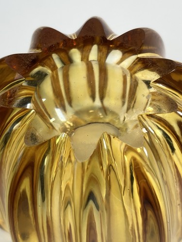 Vintage Val St Lambert Bernstein schwere gerippte Vase signiert 4" - Bild 5 von 5