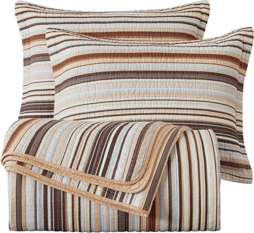 Avery Oversized King 3-Piece Cotton Quilt Set - Multi-Color Striped Elegance - Picture 11 of 11
