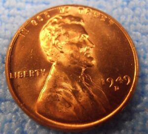 UNCIRCULATED ROLL OF FIFTY RED//TONED 1949-D LINCOLN CENTS NICE COINS