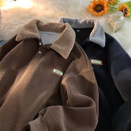 Men Corduroy Coat Plus Thick Warm Oversized Hoodies Sweatshirt Sweater Pullover - Bild 8 von 15