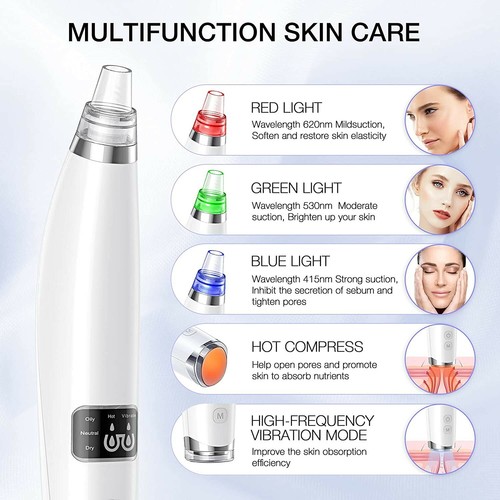 TEATTY Vacuum Blackhead Remover Acne Pore Vacuum Cleaner Hot Compress Vibration - Picture 2 of 8
