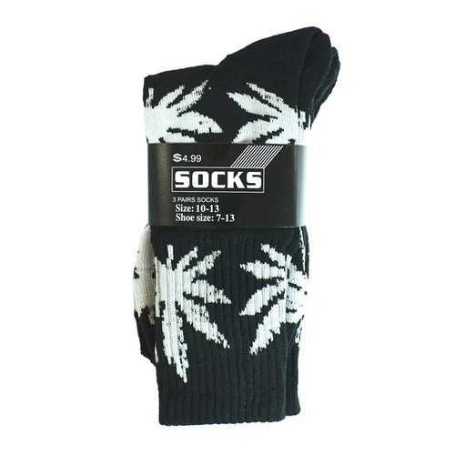 6 Pairs For Mens Sports Leaf Weed Marijuana Crew Cotton Long Socks Size 10-13 - Picture 5 of 6
