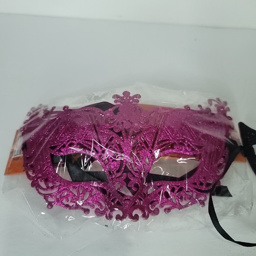 Black Pink Lot Of 2 Glitter Masquerade Mask Party Prom Mardi Gras Halloween - Picture 3 of 4
