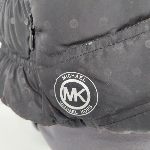 MICHAEL KORS Black Dot DOWN Puffer VEST Zip Pockets Rouched Wm LG Winter - Picture 2 of 14